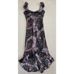 Vintage Y2K Slip Babydoll Dress Floral Paisley High Low Hem Fairy Grunge